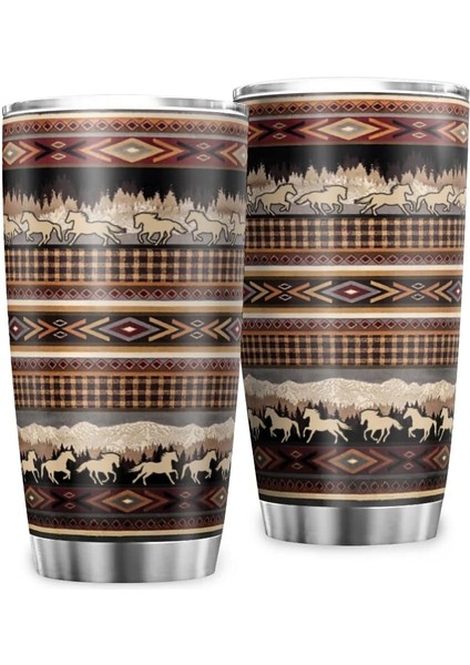 Stil 6 Aztek Tribal Paslanmaz Çelik Bardak Vakum Yalıtımlı Kahve Bardağı Kapaklı Bardak Kahve Fincanı Ev Ofis Seyahat Için 20 Oz (Yurt Dışından)