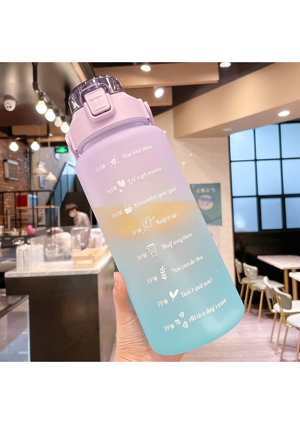 B-Pink 2000 ml 2.0l 2 Litre Su Şişesi Motivasyon Içme Suyu Şişesi Spor Su Şişesi Zaman Işaretleyici Çıkartmalar ile Plastik Bardaklar Botellas De Agua (Yurt Dışından)