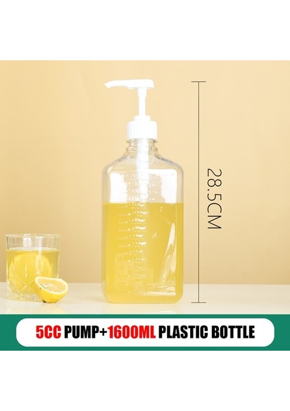5cc Pompa Şişesi 1600 ml Kahve Şurubu Dağıtıcı Çok Fonksiyonlu Bal Sosu Ketçap Şişesi ile 5/8/10/15/20/30CC Pompa Ölçeği Şurup Damla Dağıtıcı (Yurt Dışından)