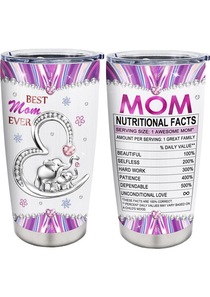 Stil Anne Için 4 Hediye - Kapaklı Anne Bardak Bardak 20 Oz - Anneler Günü Hediyesi Çiçek Paslanmaz Çelik Bardak, Kızı Oğlundan Doğum Günü Hediyesi (Yurt Dışından) fırsatları