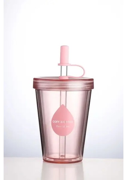 320 ml Pembe 1 Adet Kapaklı ve Pipetli Plastik Bardaklar, Yetişkinler ve Çocuklar Için Yeniden Kullanılabilir Bardaklar, Buzlu Kahve, Çay ve Smoothie Için Toplu Bardaklar (Yurt Dışından)