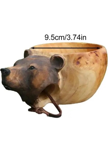 Ayı Finlandiya Kuksa Taşınabilir Kahve Kupa Kauçuk Ahşap Saplı Iki Delik Inek Derisi Halat Kanca Suyu Süt Çay Kahve Içme Bardağı Drinkware (Yurt Dışından)