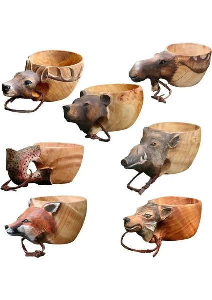 Ayı Finlandiya Kuksa Taşınabilir Kahve Kupa Kauçuk Ahşap Saplı Iki Delik Inek Derisi Halat Kanca Suyu Süt Çay Kahve Içme Bardağı Drinkware (Yurt Dışından) fiyatları