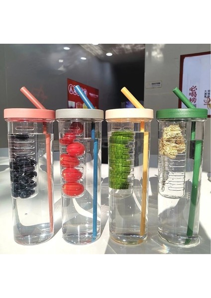 Pembe 700 ml Katlanır Saman Bardak Şeffaf Büyük Kapasiteli Su Şişeleri Taşınabilir Meyve Suyu Bardak Limon Filtre Kız Için Sevimli Içme Suyu Şişesi (Yurt Dışından)