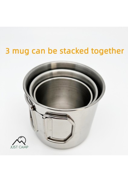 Çanta ile 3 Parçalı Set Açık Paslanmaz Çelik 304 Su Bardağı Katlanır Kolu Taşınabilir Kalınlaşma Kamp Yürüyüş Balıkçılık Seyahat Fincan Seti Bira Kupa (Yurt Dışından)