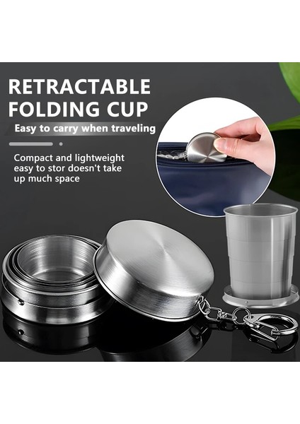 1 Adet 150 ml Paslanmaz Çelik Katlanır Bardak Açık Katlanabilir Drinkware Kamp Tencere Geri Çekilebilir Bardak Taşınabilir Teleskopik Bardak Katlanır Kupalar (Yurt Dışından)