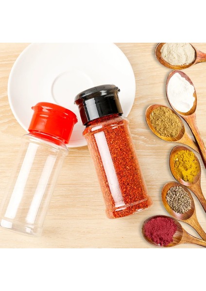 Siyah Kapak-1pc 100ML Temizle Baharat Kavanozları Tuz Biber Çalkalayıcı Şişeleri Baharat Depolama Çeşni Kutuları Mutfak Gadget Araçları Etiket Çıkartmaları (Yurt Dışından)
