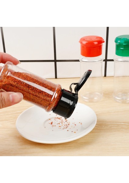 Siyah Kapak-1pc 100ML Temizle Baharat Kavanozları Tuz Biber Çalkalayıcı Şişeleri Baharat Depolama Çeşni Kutuları Mutfak Gadget Araçları Etiket Çıkartmaları (Yurt Dışından)