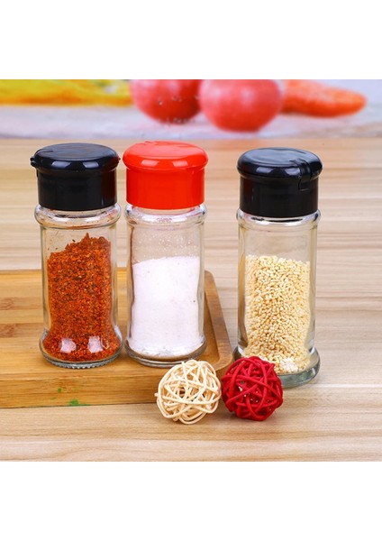 Siyah Kapak-1pc 100ML Temizle Baharat Kavanozları Tuz Biber Çalkalayıcı Şişeleri Baharat Depolama Çeşni Kutuları Mutfak Gadget Araçları Etiket Çıkartmaları (Yurt Dışından)