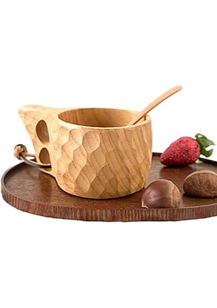 Ayı Finlandiya Kuksa Taşınabilir Kahve Kupa Kauçuk Ahşap Saplı Iki Delik Inek Derisi Halat Kanca Suyu Süt Çay Kahve Içme Bardağı Drinkware (Yurt Dışından) fırsatları