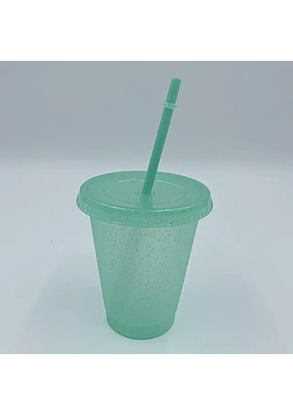 Yeşil L Saman Bardak Içecek Renk Değiştiren Saman Kupalar Kapaklı Plastik Tumbler Mat Kahve Şişesi Bardak Gıda Sınıfı Pp Plastik Samanlı (Yurt Dışından)