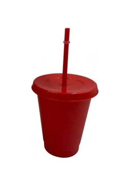 Kırmızı S Pratik Pipet Şişesi Pipet Tasarımı Yeniden Kullanılabilir Düz Renk Düz Renk Kapaklı Bardak (Yurt Dışından)