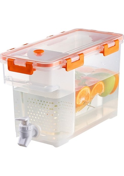 Turuncu 3.5l Musluklu Içecek Dispenseri Temizle Dikdörtgen Kavanoz Içecek Içecek Meyve Çaydanlık Tankı Buzdolabı Suyu Su Isıtıcısı Soğuk Su Sürahisi (Yurt Dışından)