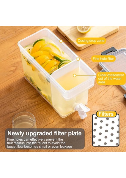 Turuncu 3.5l Musluklu Içecek Dispenseri Temizle Dikdörtgen Kavanoz Içecek Içecek Meyve Çaydanlık Tankı Buzdolabı Suyu Su Isıtıcısı Soğuk Su Sürahisi (Yurt Dışından) fiyatları