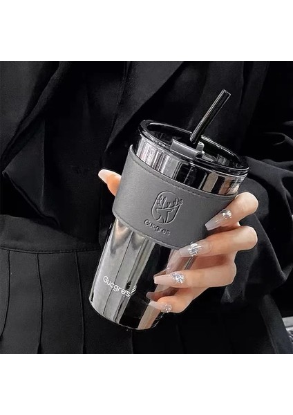 C5 350ML 350ML 450ML Cam Bardak Kahve Kapaklı Kupa Saman Geyik Baskılı Deri Isıya Dayanıklı Cam Su Şişesi Noel Şarap Bardağı (Yurt Dışından) modelleri