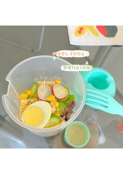 Mavi Plastik Salata Bardağı Taşınabilir Salata Kabı Slushy Su Şişesi Diyet Yemek Shaker Bardak Mutfak Gıda Öğle Yemeği Kutusu Salata Yağ Kaybı Yemek (Yurt Dışından)