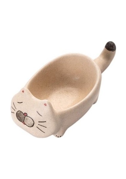 D Kedi Baharat Tabağı Sevimli Seramik Yemek Çubukları Tutucu Yemek Çubukları Kaşık Rafı Ketçap (Yurt Dışından)