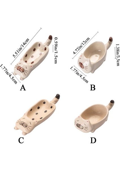 D Kedi Baharat Tabağı Sevimli Seramik Yemek Çubukları Tutucu Yemek Çubukları Kaşık Rafı Ketçap (Yurt Dışından) fırsatları