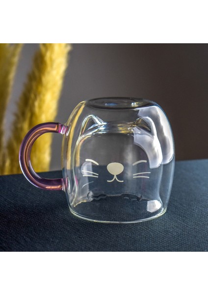 Mor Kedi Çok Boyutlu Kupa Gözlük Çift Altlı Yaratıcı Kahve Fincanı Dayanıklı Kungfu Çay Kupa Süt Suyu Bardağı Drinkware Sevgililer Günü Hediyesi (Yurt Dışından) fiyatları