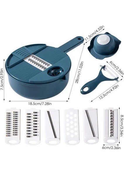 Mavi Sebze Kesici Çok Fonksiyonlu Mutfak Eşyaları Sebze Dilimleme Kesici Elle Kesilmiş Parçalama Rende Kıyıcı Havuç Mutfak Aksesuarları (Yurt Dışından)