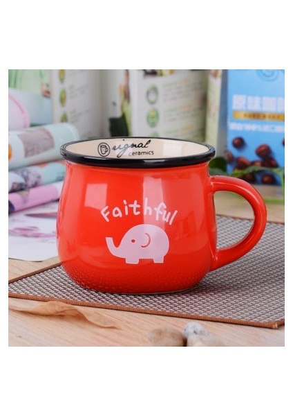 Stil 6 L-350ML Retro Seramik Kahve Kupa Karikatür Kupa Seyahat Fincan Kahvaltı Su Kupa Emaye Süt Bardak Karikatür Cappuccino Çay Bardağı Mutfak Malzemeleri (Yurt Dışından)