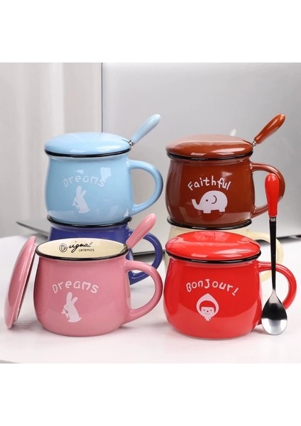 Stil 6 L-350ML Retro Seramik Kahve Kupa Karikatür Kupa Seyahat Fincan Kahvaltı Su Kupa Emaye Süt Bardak Karikatür Cappuccino Çay Bardağı Mutfak Malzemeleri (Yurt Dışından)