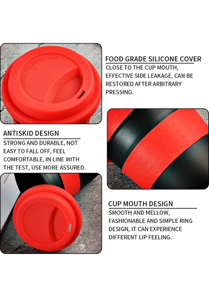 06 400 ml Plastik Seyahat Kupa Isı Yalıtımlı Drinkware Su Bardağı Açık Seyahat Otel Fincan Silikon Kapaklı Anti-Sonbahar Kahve Fincanları 400 ml (Yurt Dışından)