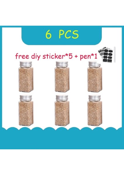 6 Adet 3-12 Adet Set Baharat Kavanozu Kare Cam Kap Baharat Şişesi Mutfak Açık Kamp Baharat Kabı Cam Mühürlü Kavanoz (Yurt Dışından)