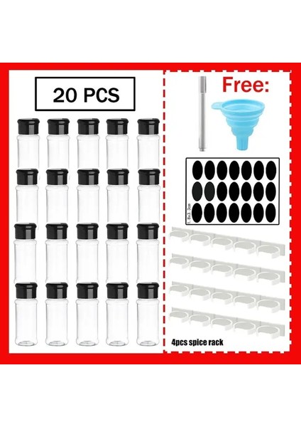 20PLUS4PLUS3 5/10/15/20 Pc Kavanoz Baharat Tuz ve Biber Çalkalayıcı Baharat Kavanoz Baharat Organizatör Plastik Barbekü Çeşni Mutfak Gadget Aracı (Yurt Dışından)