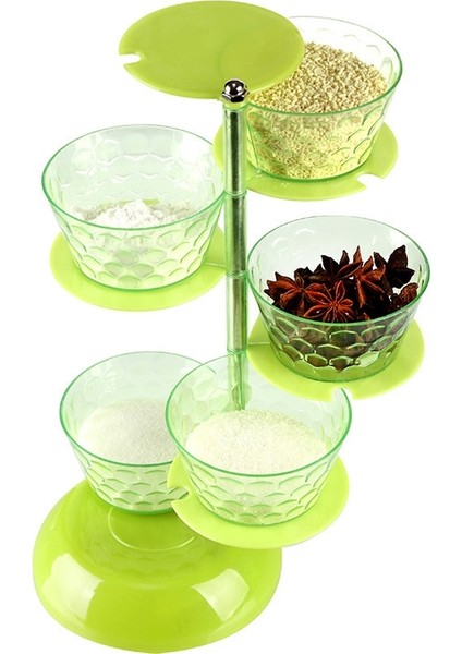 Beyaz-4 Katmanlı Dikey Dönebilen Baharat Kutusu Şeffaf Dönen Tasarım Baharat Kutusu Tuz Kavanoz Kaşık Döner Depolama Rafı Mutfak Aletleri (Yurt Dışından)