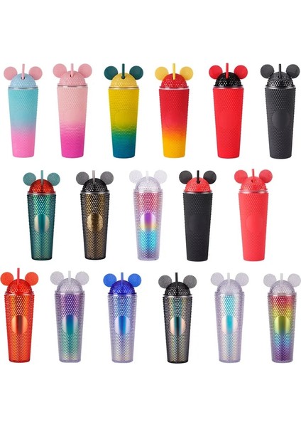 Beyaz 601-700ML Çift Duvar Dıy 24OZ 700ML 710ML Plastik Durian Tumbler Durian Fincan Sevimli Fare Kapaklı (Yurt Dışından)
