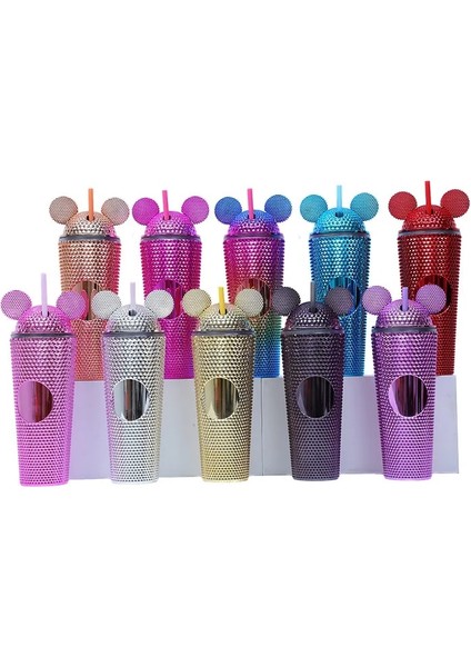 Beyaz 601-700ML Çift Duvar Dıy 24OZ 700ML 710ML Plastik Durian Tumbler Durian Fincan Sevimli Fare Kapaklı (Yurt Dışından)