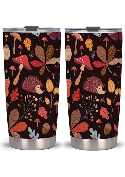 Stil 5 20 Oz Sevimli Kirpi Tumbler-Paslanmaz Çelik Seyahat Kapaklı Kupa ve Saman Bir Tumbler Fincan Kawaii Vahşi Hayvanlar Desen Çocuk Için (Yurt Dışından)