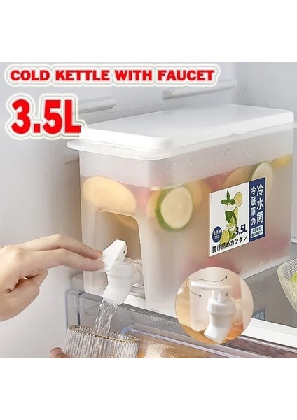 Musluklu 3.5l Su Isıtıcısı Büyük Kapasiteli Soğuk Su Isıtıcısı Limonlu Su Sebili Basit Plastik Su Isıtıcısı Ev Içecek Kutusu (Yurt Dışından)