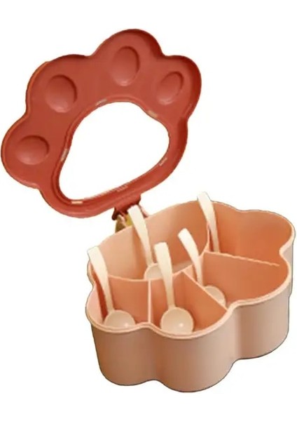 Pembe 1 Takım Baharat Kutusu Plastik Kedi Pençe Şekli 5 Izgaralar Kaşıkla Baharat Dağıtıcı Büyük Kapasiteli Toz Geçirmez Su Geçirmez Baharat Kavanoz (Yurt Dışından)