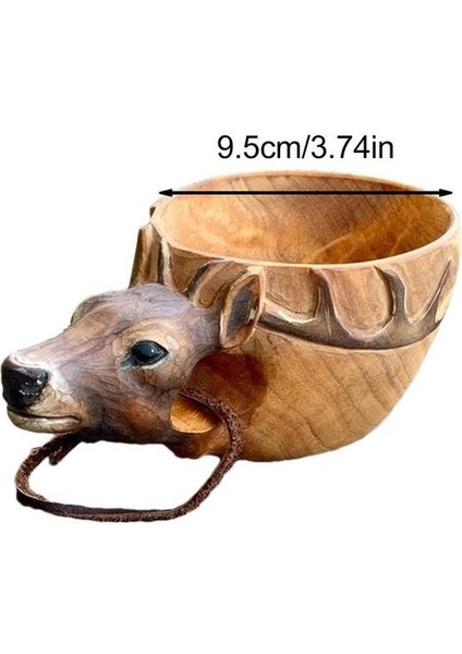 Deerb 9.5 cm Hayvan Ahşap Bardak Hayvanlar Kafa Görüntü Fincan Taşınabilir Kamp Ahşap Içme Bardağı Yeni Yıl Hediye Ahşap Kupa (Yurt Dışından)