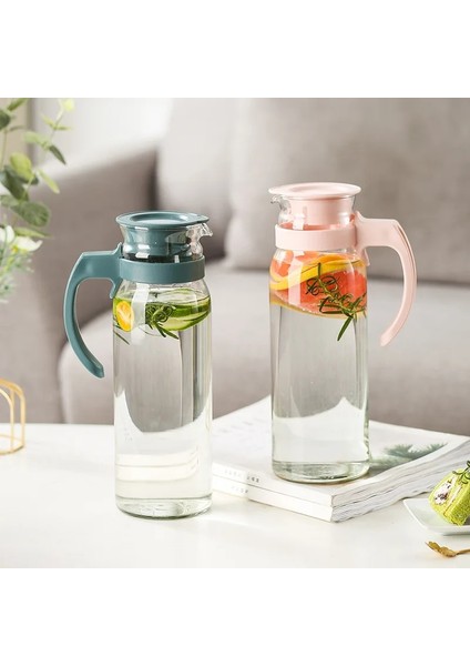 4'lü Bardak-Beyaz Kapaklı ve Kulplu Cam Su Sürahi Isıya Dayanıklı Cam Sürahi Sürahi Distribütör De Boisson Içecek Dispenseri Chaleira (Yurt Dışından)