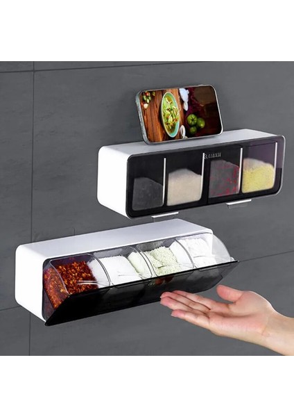 Açık Bej Mutfak Duvara Monte Baharat Kutusu Tuz Biber Baharat Rafı Kavanoz Şekerlik Mutfak Gadget Cihazı Ev Setleri Baharat Kutusu Organizatör (Yurt Dışından)