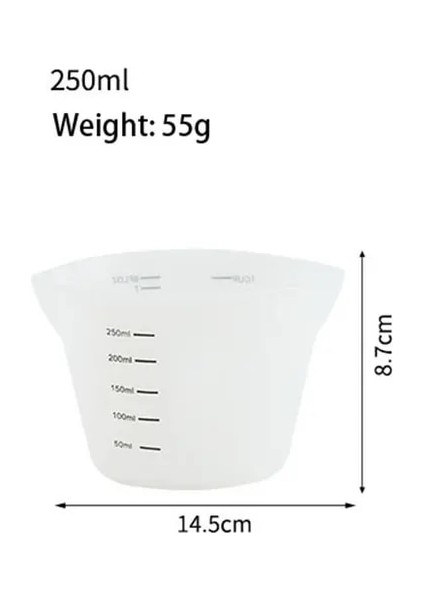 1 Adet 250ML Silikon Ölçüm Kabı Şeffaf Ölçekli Gıda Sınıfı Dayanıklı Yapışmaz Dıy Kek Epoksi Reçine Takı Yapımı Mutfak Pişirme Araçları (Yurt Dışından)