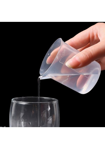 A-50ML 1 Adet 100ML Plastik Ölçüm Kabı Şeffaf Ölçekli Ölçüm Kabı Dekantör Ağzı Kolu Olmadan Sıvı Konteyner Mutfak Bar Malzemeleri (Yurt Dışından)