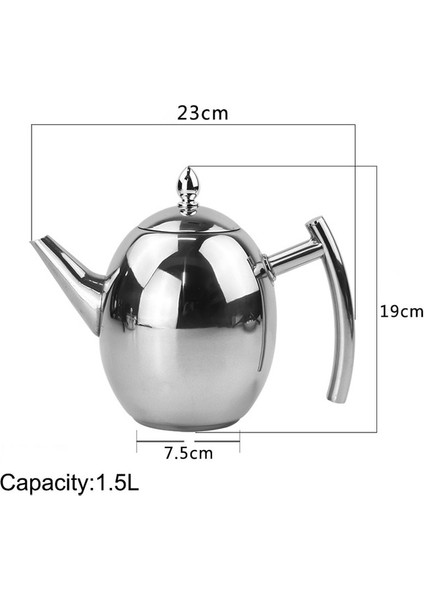 1.5l Gümüş Renk 1l/1.5l Çaydanlıklar Paslanmaz Çelik Su Isıtıcısı Otel Çaydanlık Filtre ile Otel Cezve Restoran Çaydanlık Yeni (Yurt Dışından)