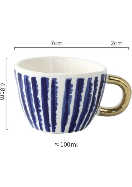 C-100ML 350-100ML Yaratıcı Amerikan Tarzı Seramik Kupalar Kahve Fincanları Öğleden Sonra Çayı Altın Inme Geometri Düzensiz Kahve Fincanı Italyan Espresso Kupa (Yurt Dışından)