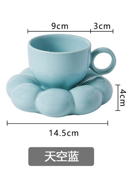Mavi 101-200 ml Seramik Kahve Kupalar Tepsi Espresso Çay Süt Bardak 200 ml Yaratıcı Iskandinav Drinkware Latte Kupa Büyük Tabak Seti Arkadaş Için Hediyeler (Yurt Dışından)