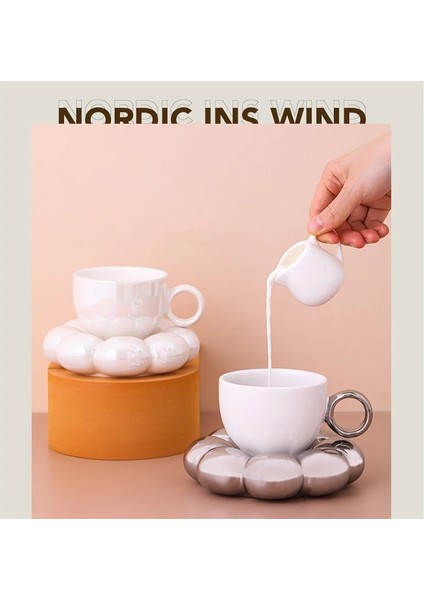 Mavi 101-200 ml Seramik Kahve Kupalar Tepsi Espresso Çay Süt Bardak 200 ml Yaratıcı Iskandinav Drinkware Latte Kupa Büyük Tabak Seti Arkadaş Için Hediyeler (Yurt Dışından) fırsatları