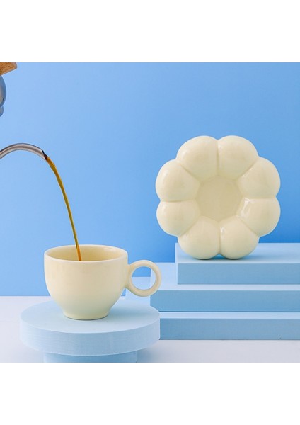Mavi 101-200 ml Seramik Kahve Kupalar Tepsi Espresso Çay Süt Bardak 200 ml Yaratıcı Iskandinav Drinkware Latte Kupa Büyük Tabak Seti Arkadaş Için Hediyeler (Yurt Dışından) indirimleri
