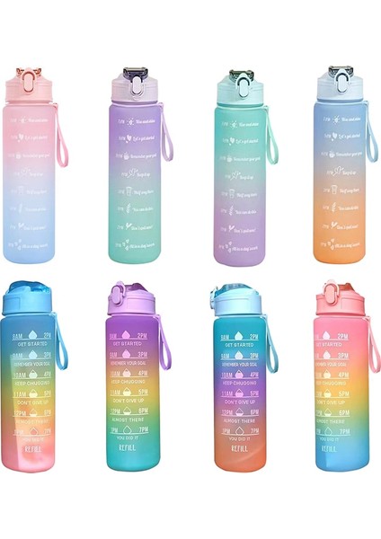 Renk 10 900 ml Taşınabilir Su Şişesi Motivasyon Spor Su Şişesi Zaman Işaretleyici ile Açık Hava Spor Fitness Için Sızdırmaz Bardak Bpa Ücretsiz (Yurt Dışından)