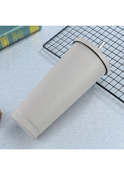 J 500 ml Paslanmaz Çelik Samanlı Bardak Termos Içme Fincan Kahve Süt Su Şişesi Yeniden Kullanılabilir Şişesi Metal Bardak Saman Seyahat Tipi Kupa (Yurt Dışından)