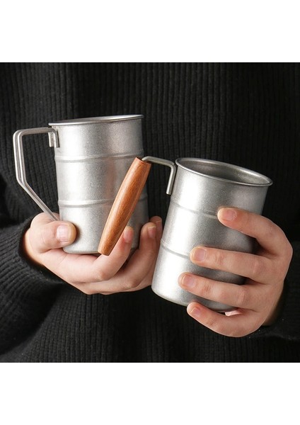 Siyah Yaklaşık 370 ml Retro Eski Paslanmaz Çelik Kahve Su Bardağı Endüstriyel Tarzı Yağ Varil Kupa Açık Kamp Piknik Bira Kupa Içme Gereçleri (Yurt Dışından)