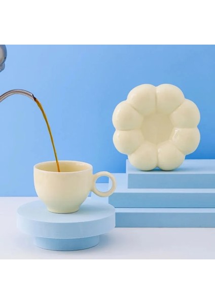 Stylea-Sliver Seramik Kahve Kupalar Iskandinav Yaratıcı Fincan Ayçiçeği Tabağı Süt Çay Bardağı Tepsi ile Doğum Günü Noel Hediyesi Masa Dekorasyonu (Yurt Dışından) indirimleri