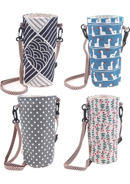 QZYHG052-B 1 Pc Moda Kolu Omuz Crossbody Kupa Çanta Şişe Tutucu Ayarlanabilir Taşınabilir Pamuk ve Keten Kupa Tutucu Çanta (Yurt Dışından) fırsatları